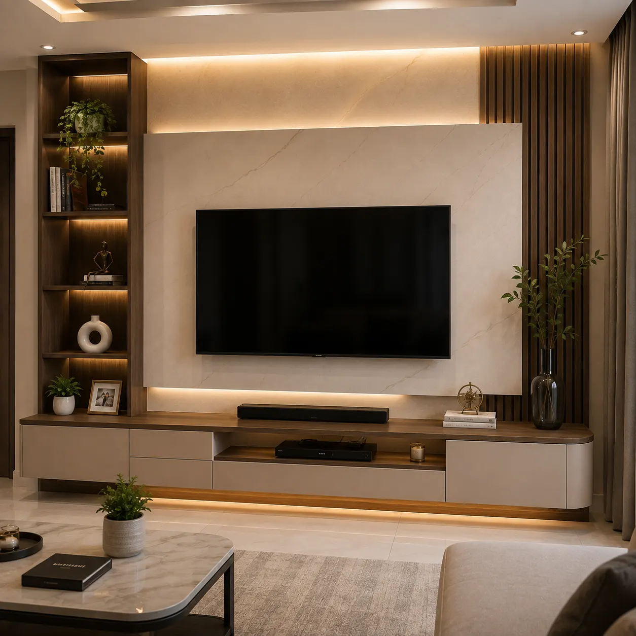 Steel-framed TV unit